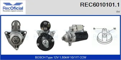 Motor de arranque Vw TRANSPORTER T4 Bus · Vw TRANSPORTER T4 Van · Vw TRANSPORTER T4 Platform/Chassis (70E, 70L, 70M, 7DE, 7DL, 7D