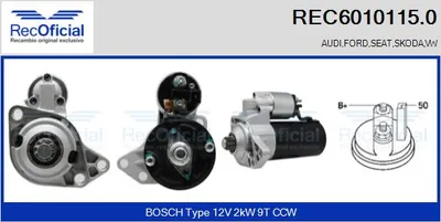 Motor de arranque Seat CORDOBA · Seat TOLEDO I · Vw PASSAT B3/B4