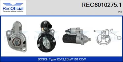 Motor de arranque Vw MULTIVAN T5 · Vw TRANSPORTER T5 Platform/Chassis (7JD, 7JE, 7JL, 7JY, 7JZ, 7F · Vw TRANSPORTER T5 Van