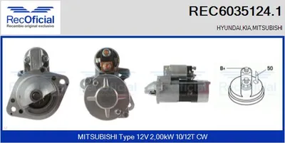 Motor de arranque Mitsubishi PAJERO II · Mitsubishi L200 · Hyundai H-1 / STAREX Bus