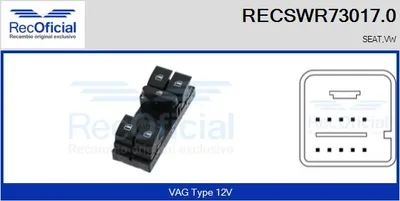 Interruptor, elevalunas Vw TOURAN · Vw GOLF V · Seat ALTEA