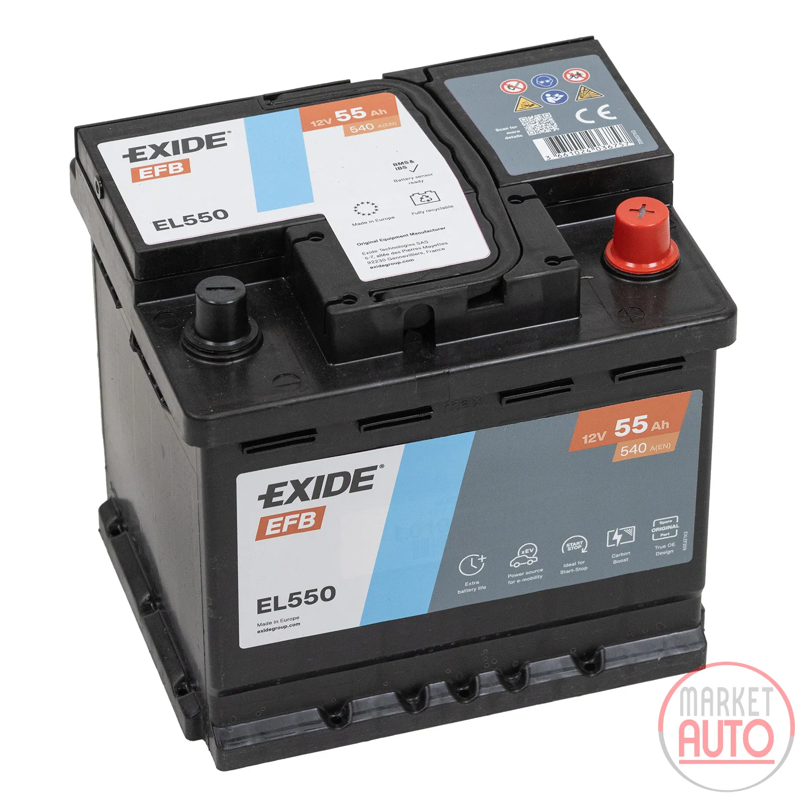 Batterie 55AH 480A EFB EL550